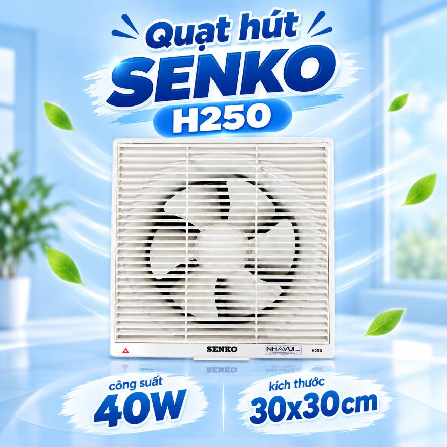 Quạt hút Senko H250 40W 2 chiều khung âm tường 300x300mm