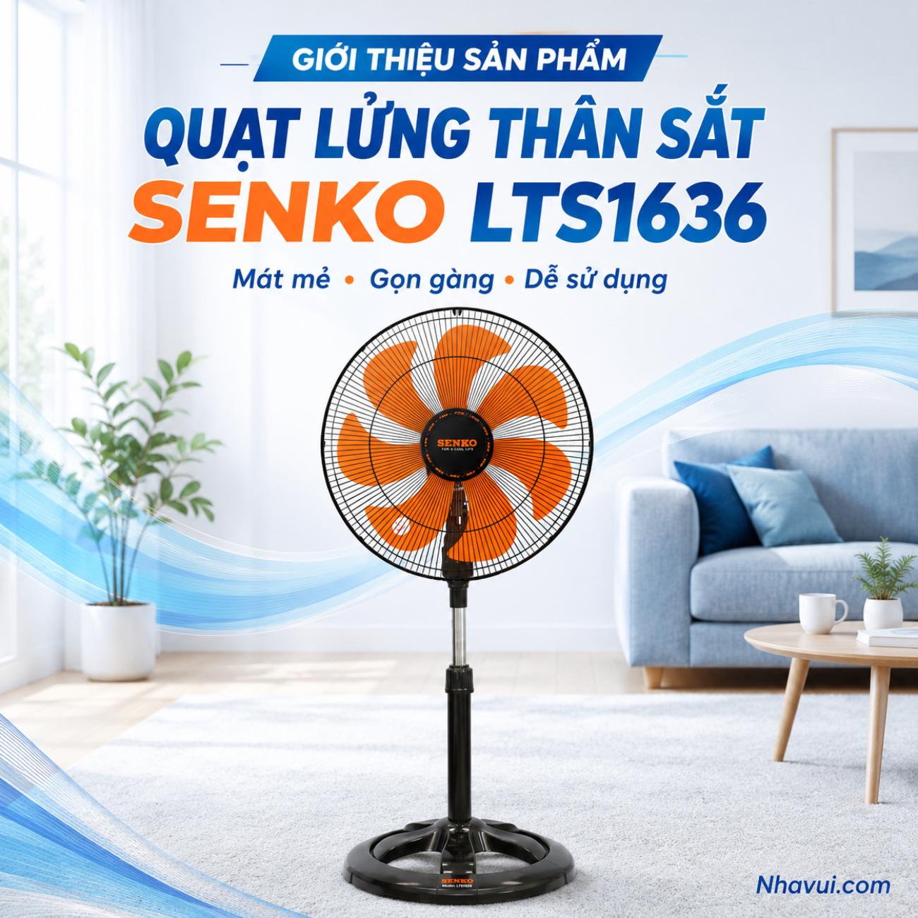 Quạt lửng thân sắt Senko LTS1636 7 cánh 39cm