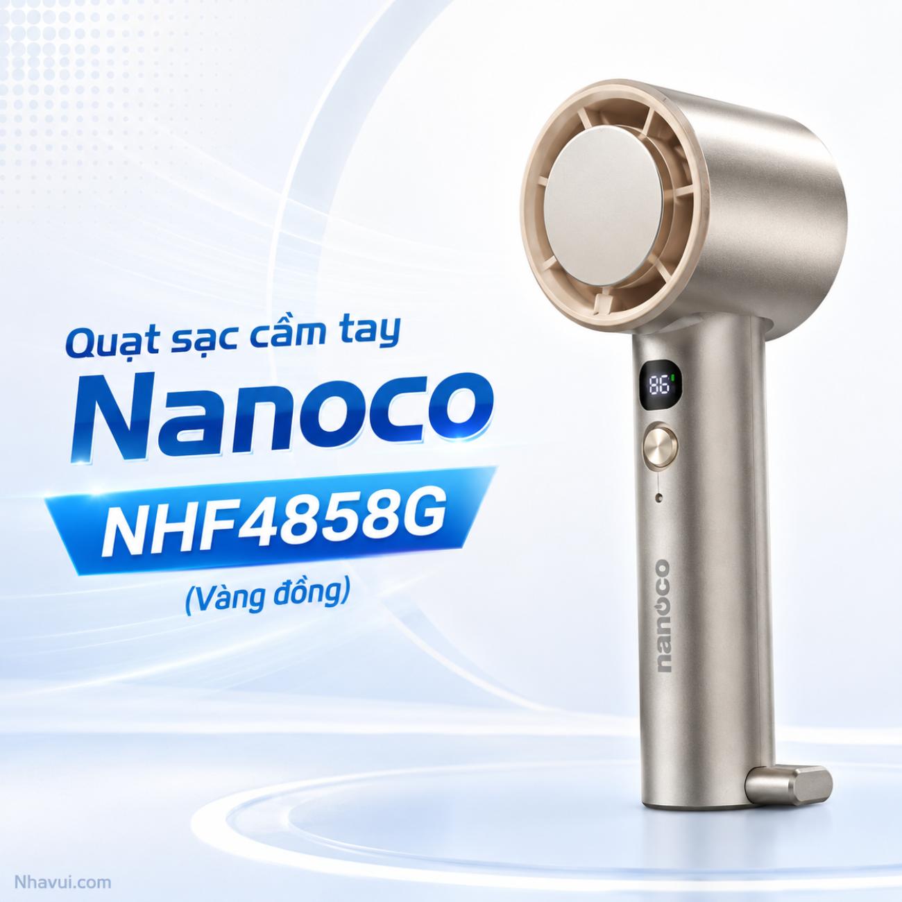 Quạt sạc cầm tay Nanoco NHF4858G (Vàng đồng)