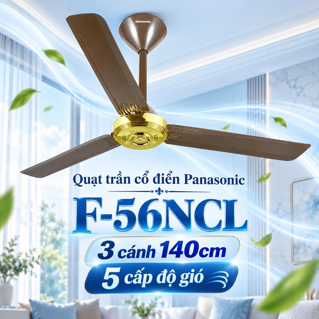 Quạt trần 3 cánh cổ điển Panasonic F-56NCL