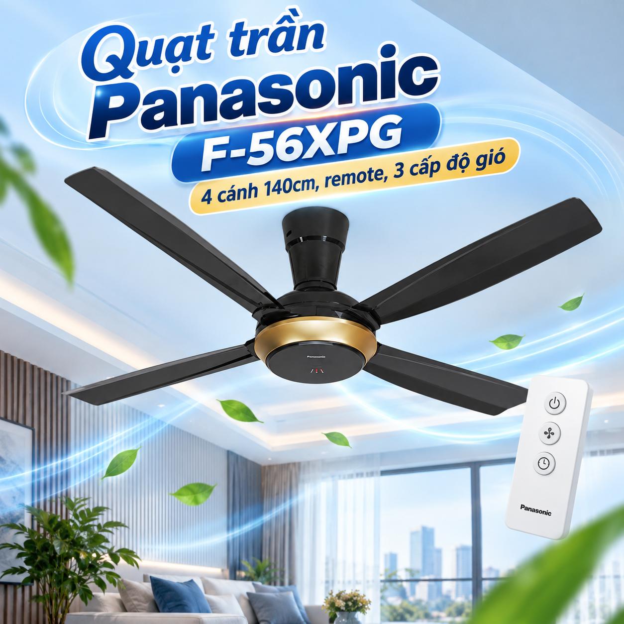 Quạt trần 4 cánh Panasonic F-56XPG có điều khiển từ xa