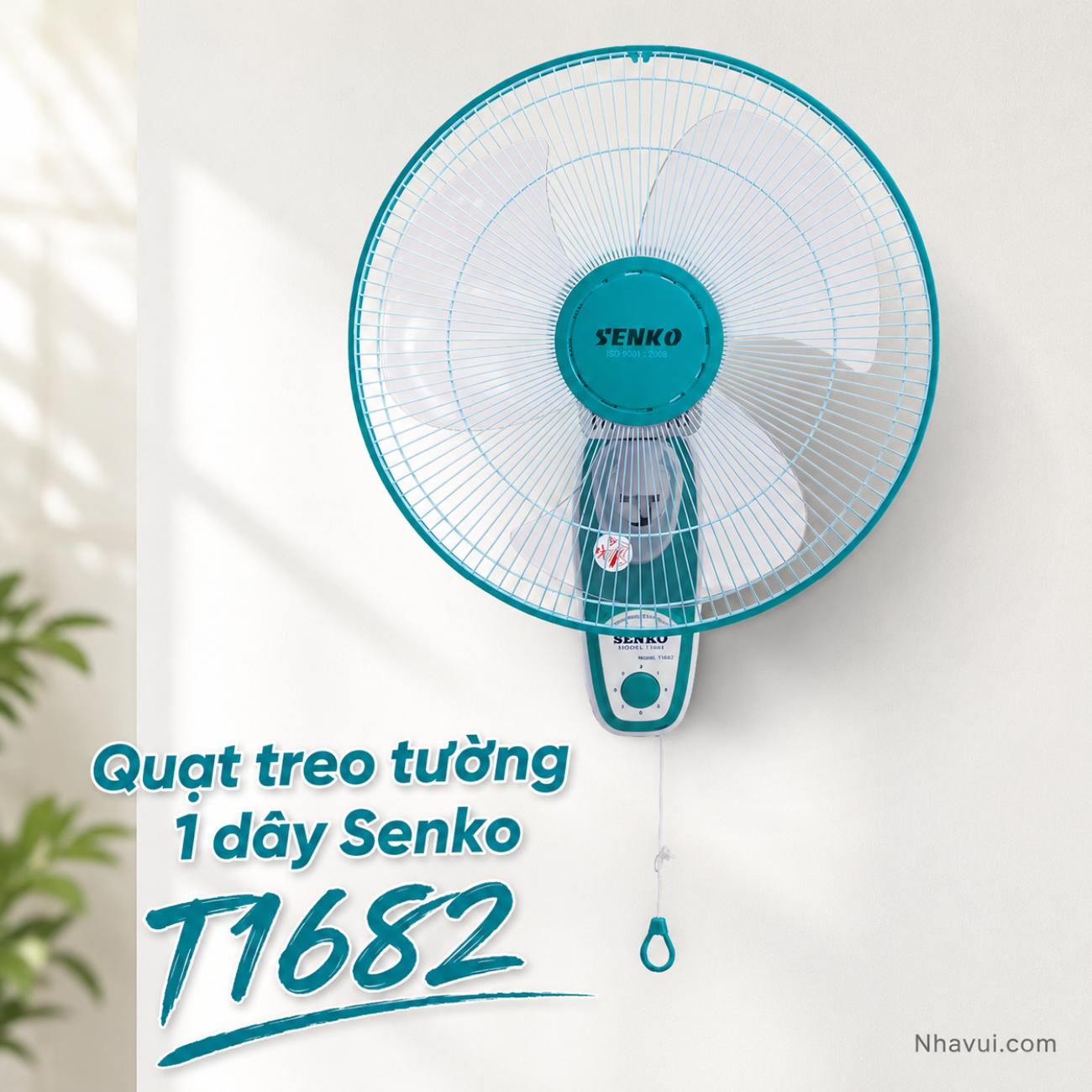 Quạt treo tường 1 dây Senko T1682 47W 3 tốc độ gió