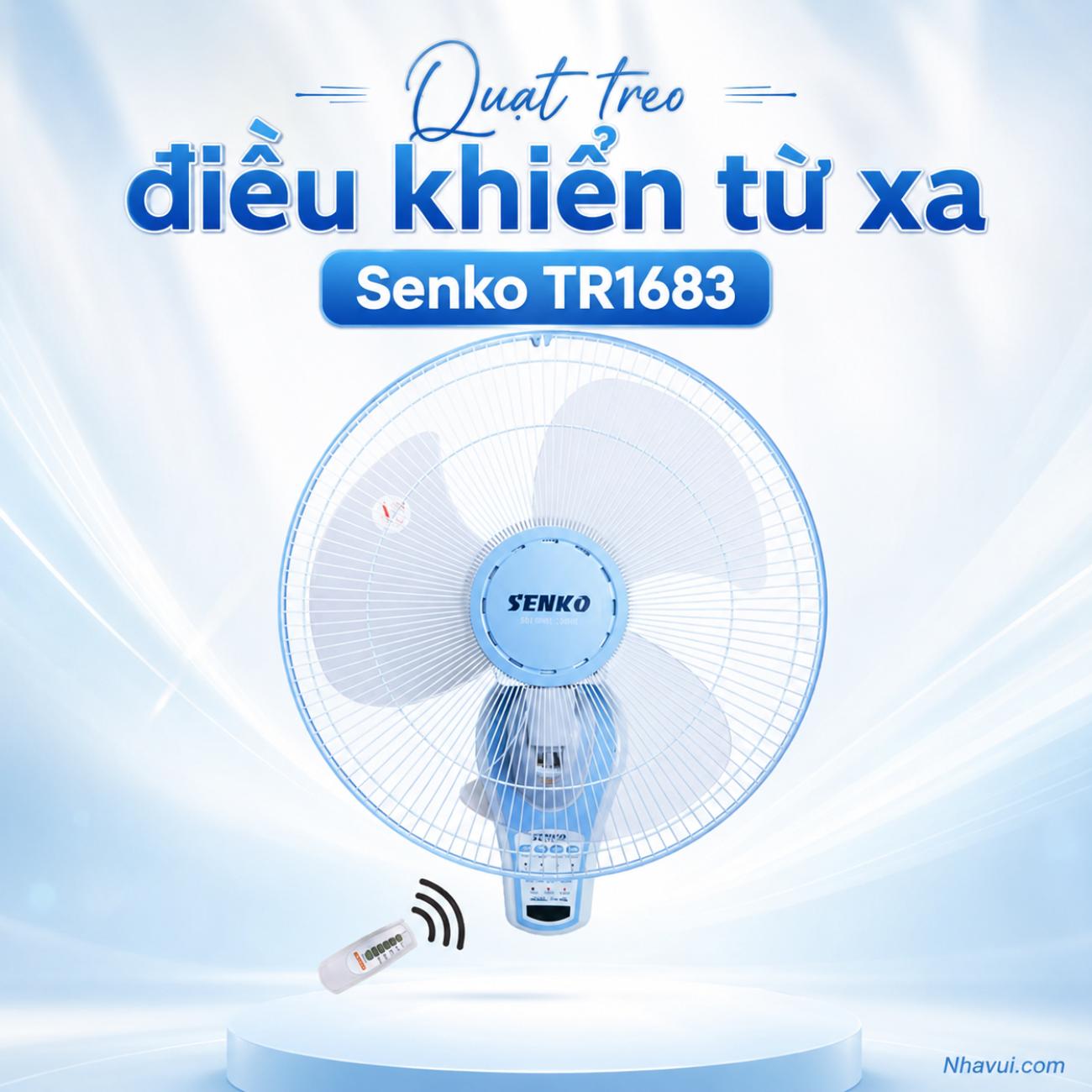 Quạt treo tường Senko TR1683 47W có remote điều khiển từ xa