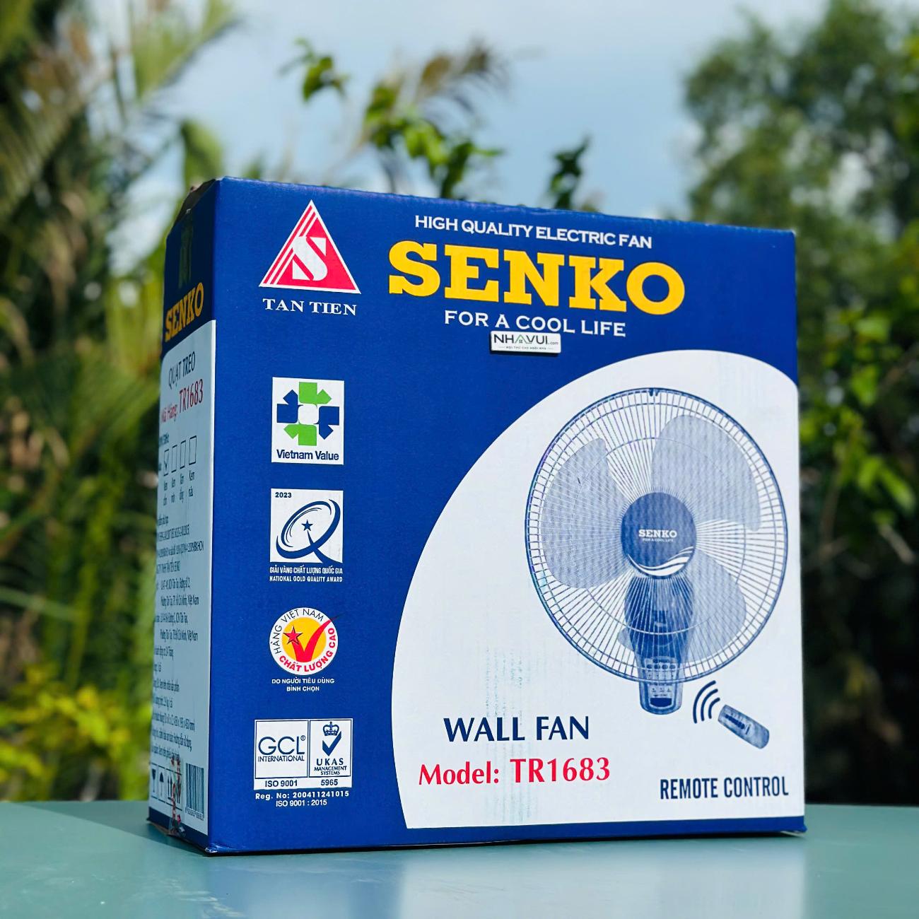 Quạt treo tường Senko TR1683 47W có remote điều khiển từ xa