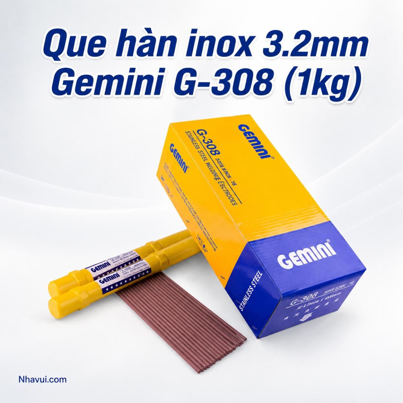 Que hàn inox Gemini G-308 3.2mm hộp 1kg