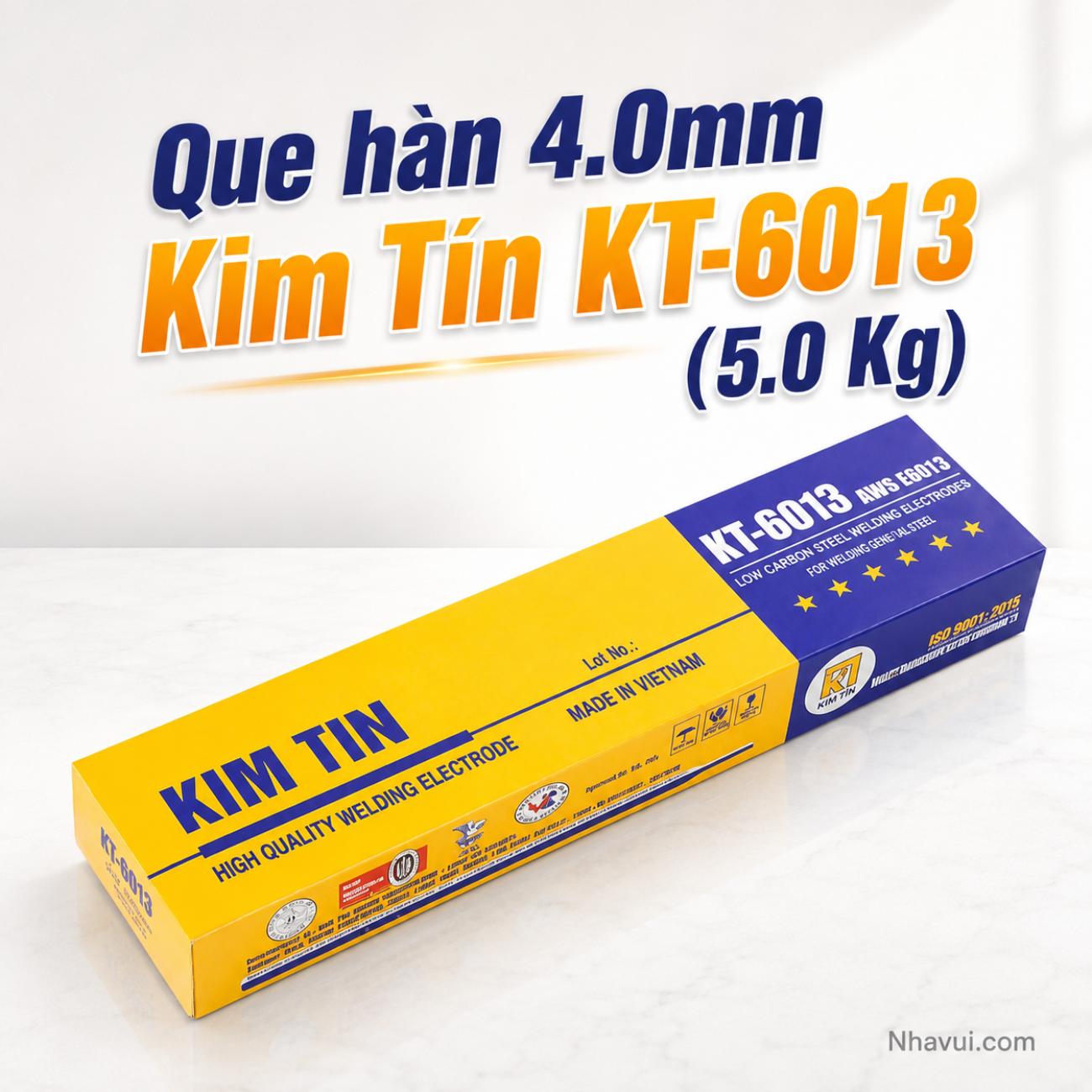 Que hàn sắt Kim Tín KT-6013 đường kính 4.0mm hộp 5kg