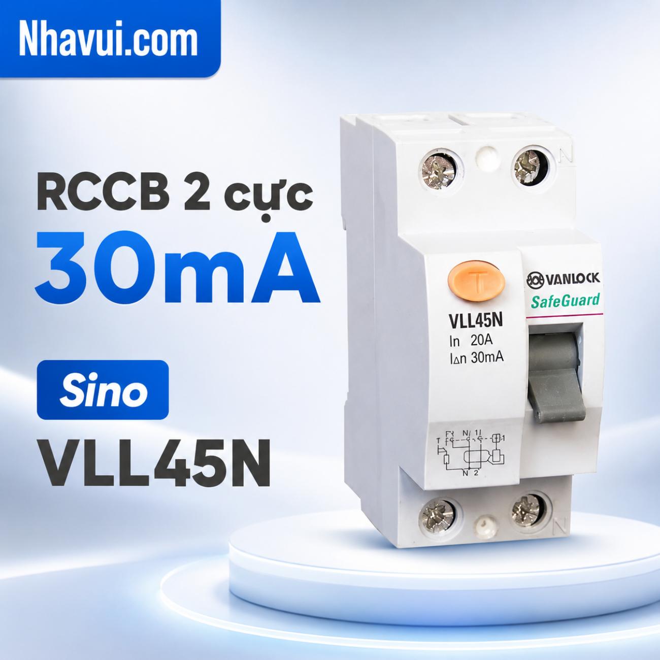 RCCB Sino VLL45N 2 cực 30mA