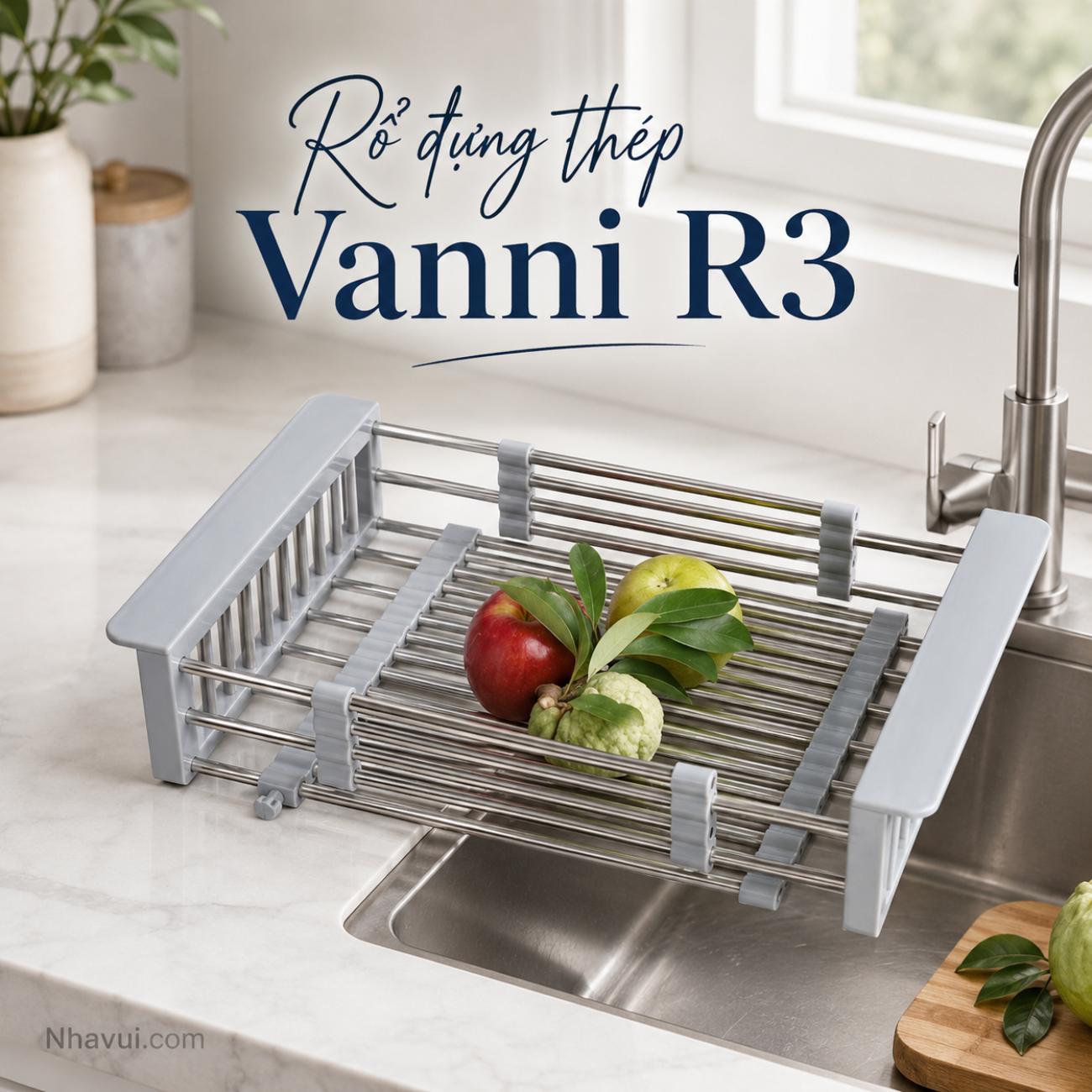Rổ đựng thép Vanni R3 inox gác chậu rửa đa năng