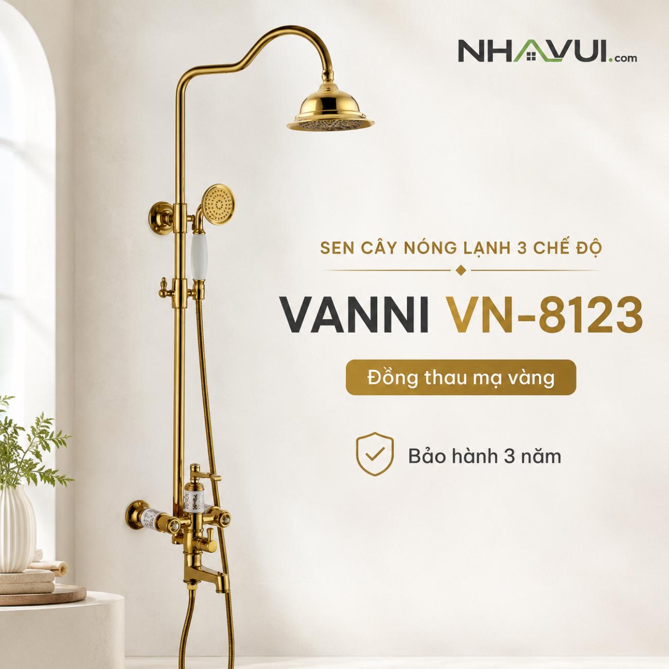 Sen cây nóng lạnh 3 chế độ Vanni VN-8123 đồng thau mạ vàng