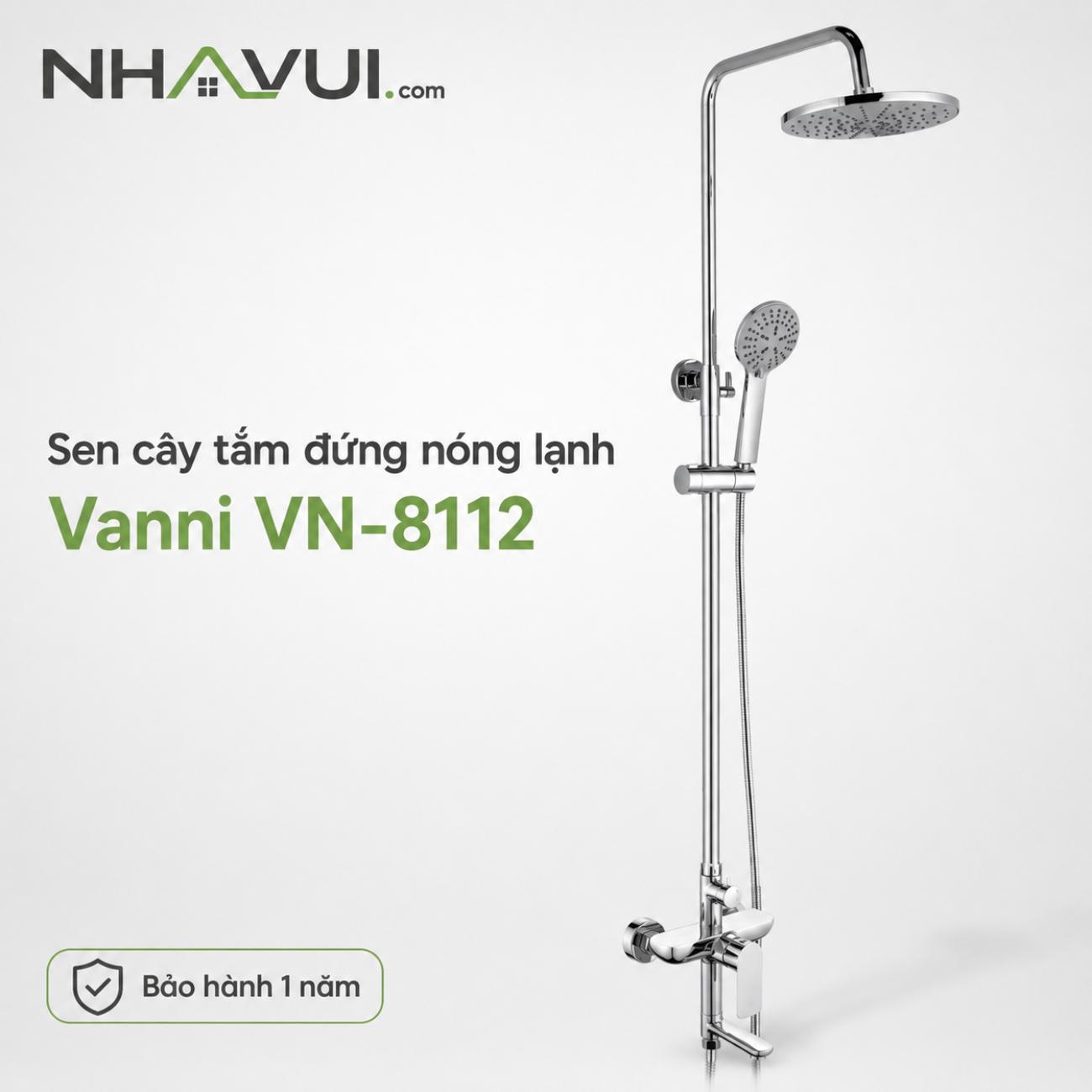 Sen cây tắm đứng nóng lạnh Vanni VN-8112 3 chế độ đồng thau mạ chrome