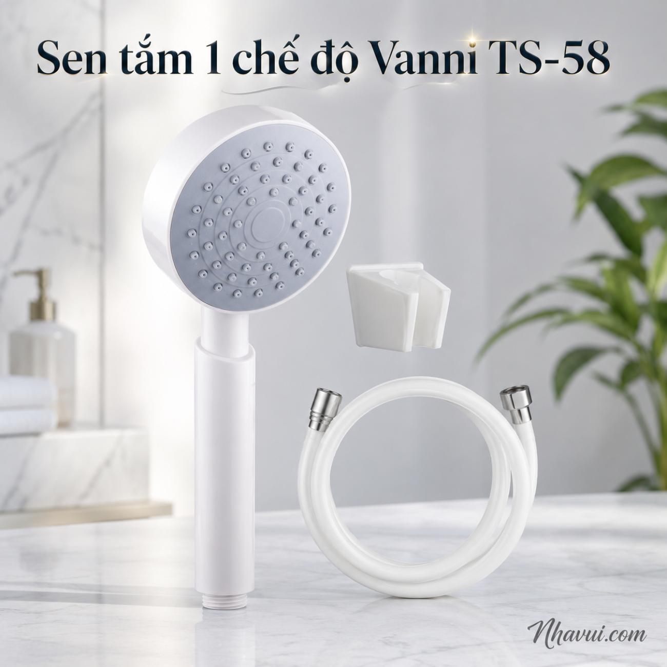 Sen tắm 1 chế độ Vanni TS-58 nhựa trắng