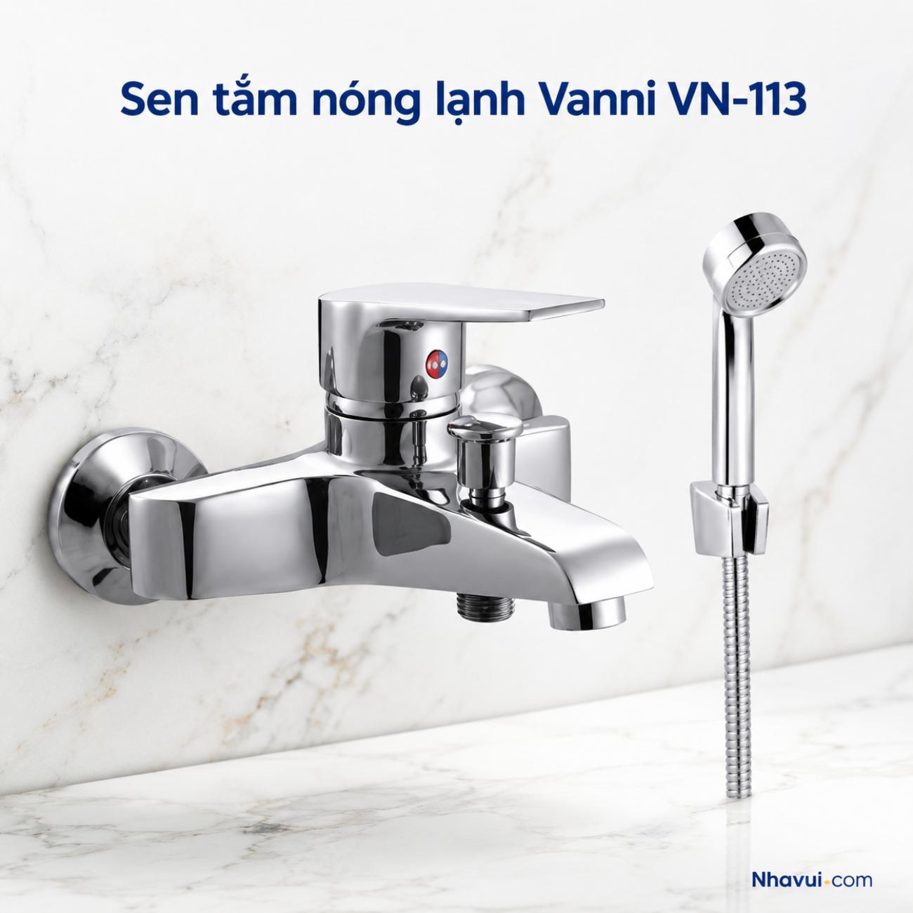 Sen tắm nóng lạnh Vanni VN-113 đồng thau mạ crome kèm tay sen