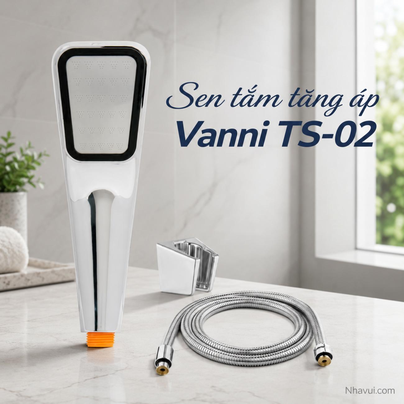 Sen tắm tăng áp Vanni TS-02 thiết kế dẹt mạ crome