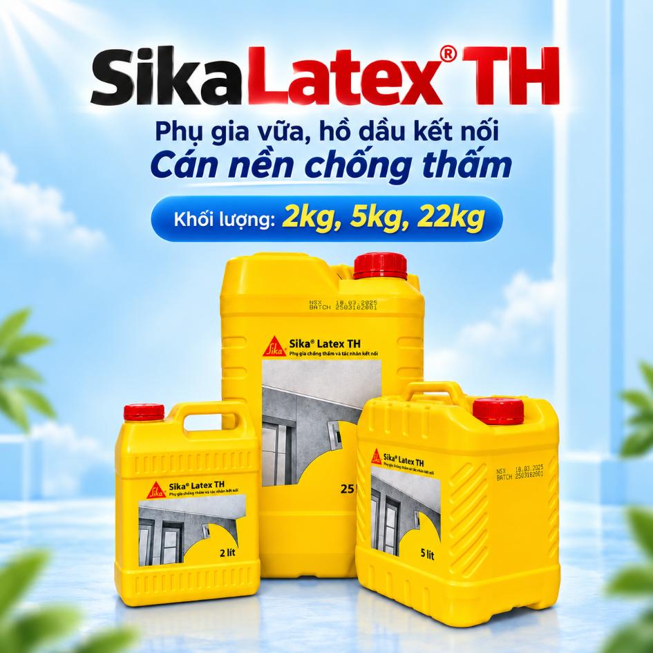 SikaLatex® TH phụ gia vữa, hồ dầu kết nối, cán nền chống thấm