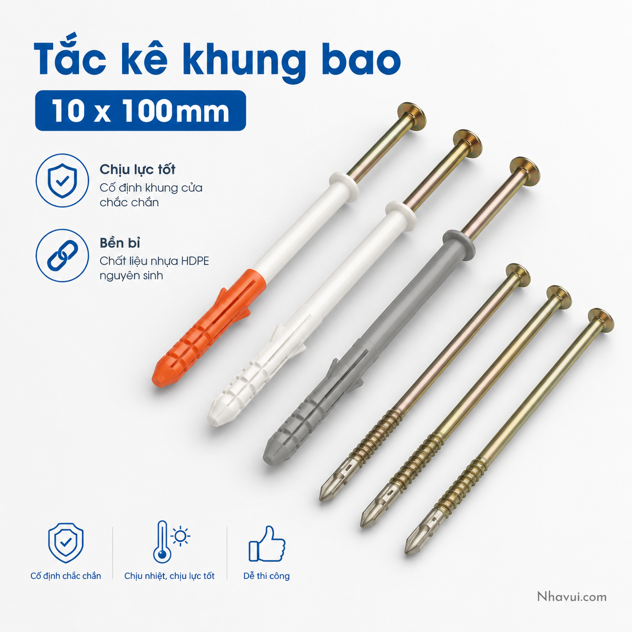 Tắc kê khung bao Tiến Phát TKKB 10x100mm nhựa HDPE
