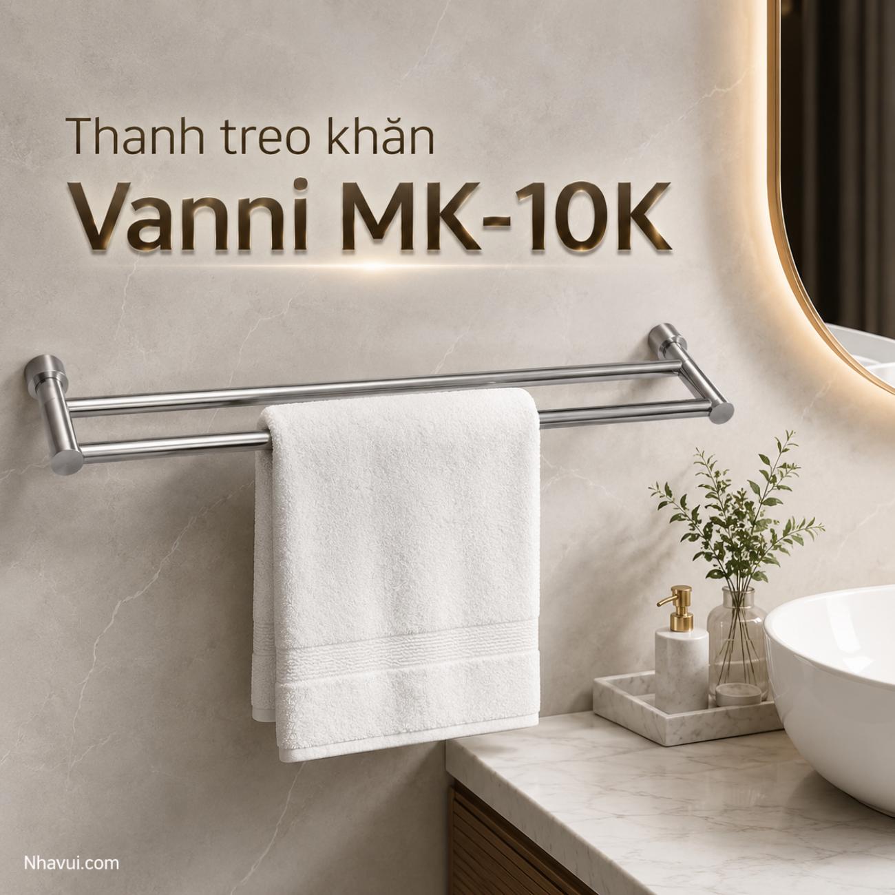 Thanh treo khăn đơn Vanni MK-10K inox 304 gắn tường phòng tắm