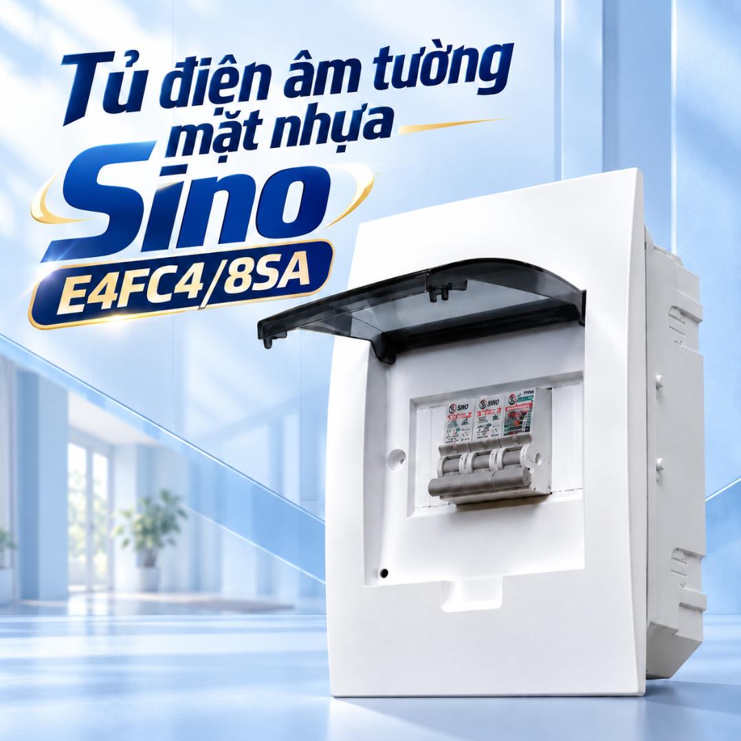 Tủ điện âm tường mặt nhựa Sino E4FC