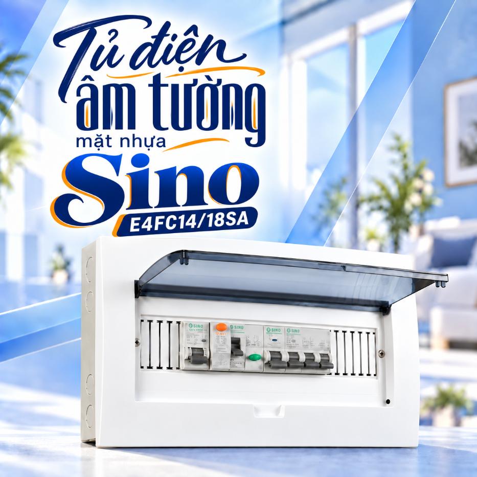 Tủ điện âm tường mặt nhựa Sino E4FC