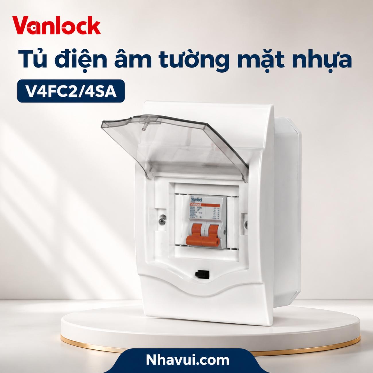 Tủ điện âm tường mặt nhựa Vanlock V4FC