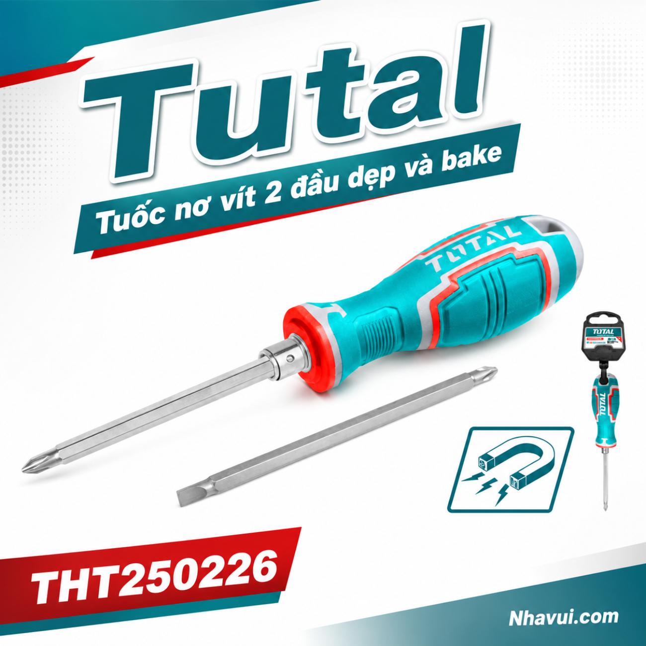 Tuốc nơ vít 2 đầu dẹp và bake Total THT250226