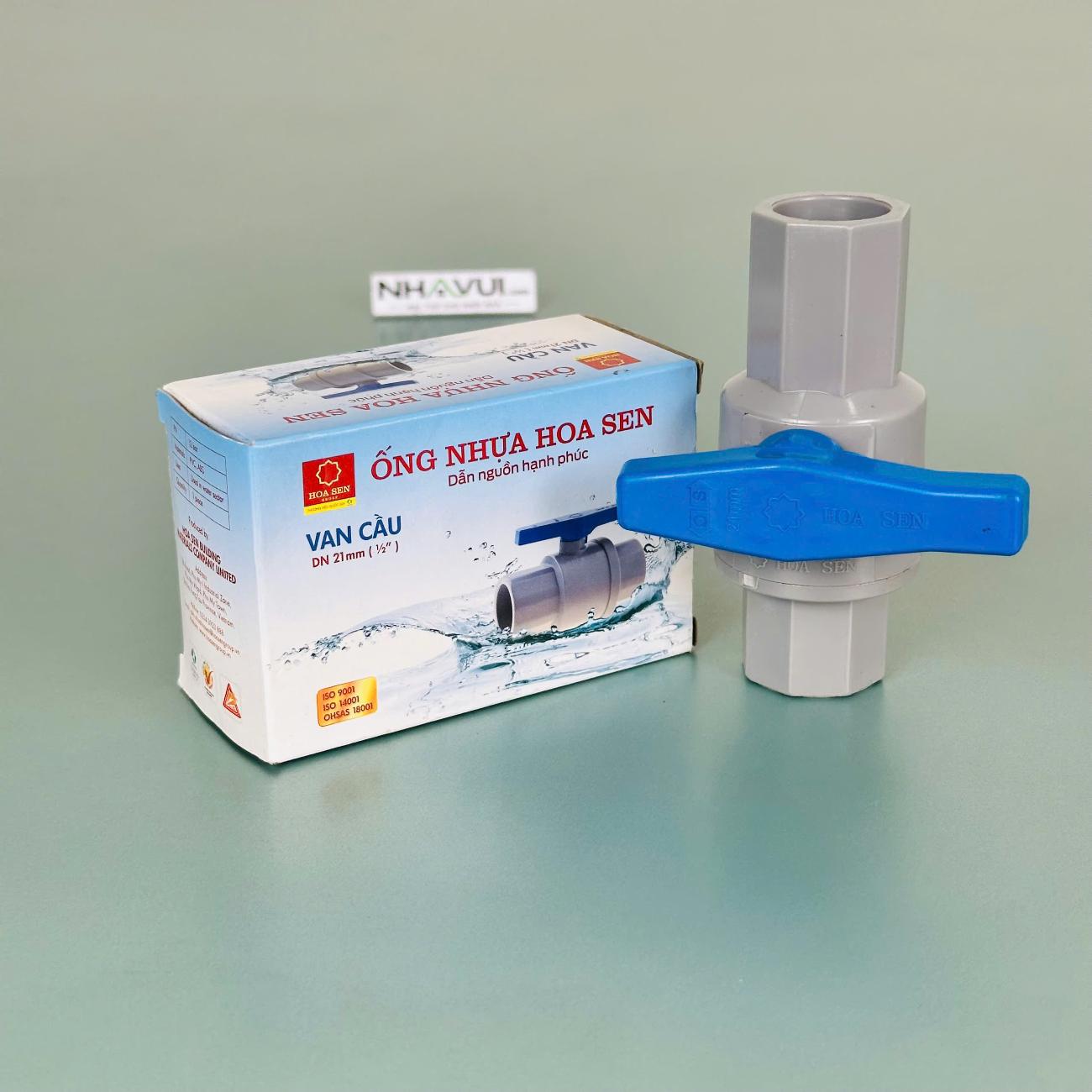 Van cầu nhựa uPVC Hoa Sen Ø21 – dùng khóa dòng nước trên đường ống PVC-U