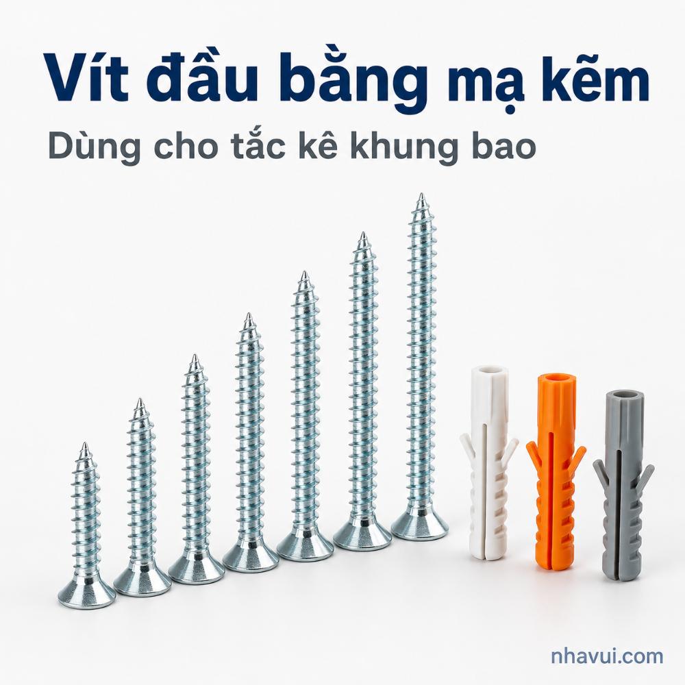 Vít đầu bằng mạ kẽm dùng cho dùng cho tắc kê khung bao 10x100mm
