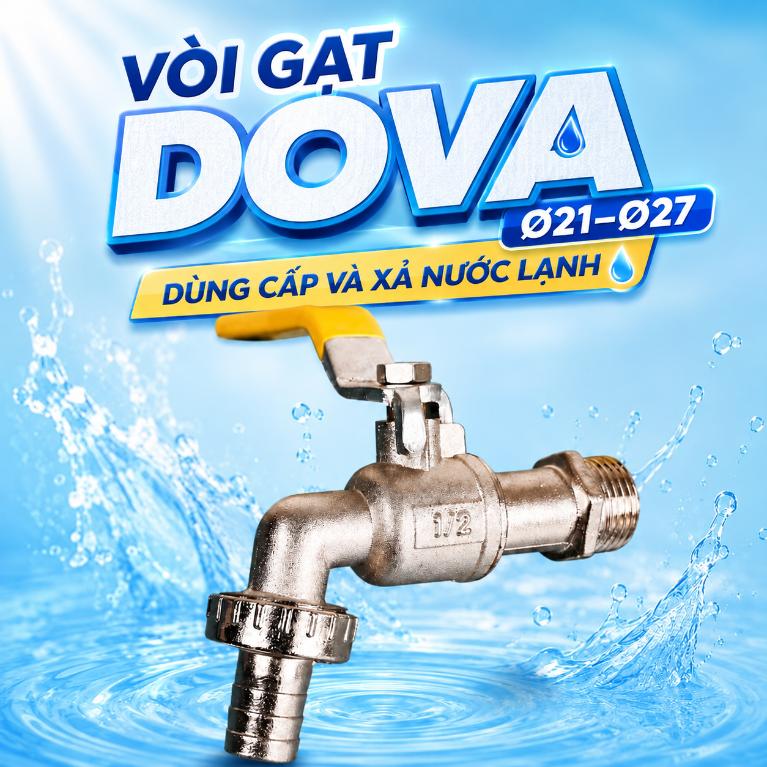 Vòi gạt Dova Ø21–Ø27 – dùng cấp và xả nước lạnh