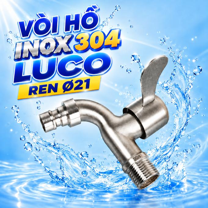 Vòi hồ inox 304 Luco ren Ø21