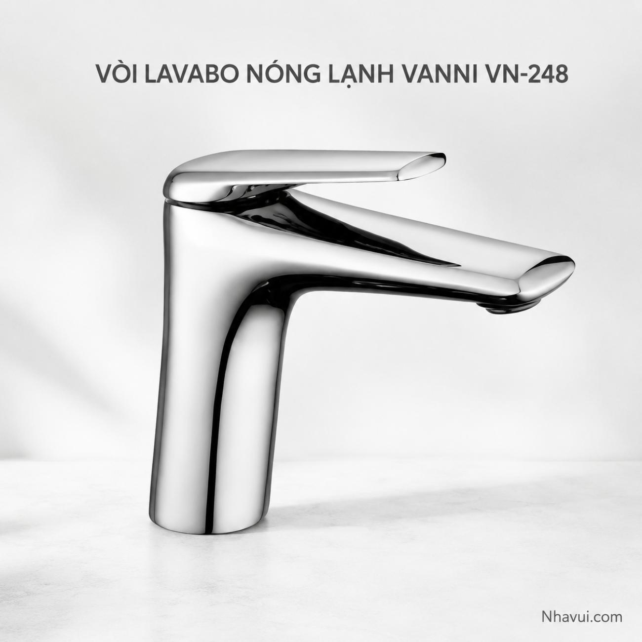 Vòi lavabo nóng lạnh Vanni VN-248 đồng thau mạ sáng bóng