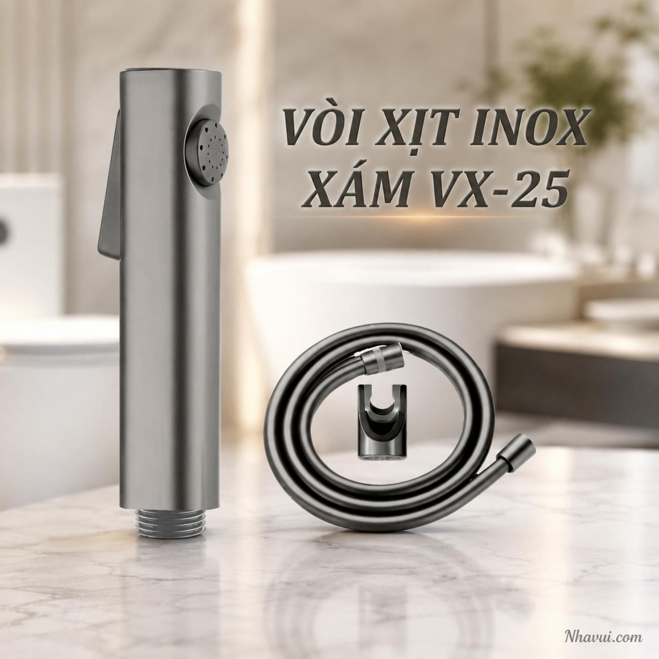 Vòi xịt inox xám Vanni VX-25 xám mờ phủ nano