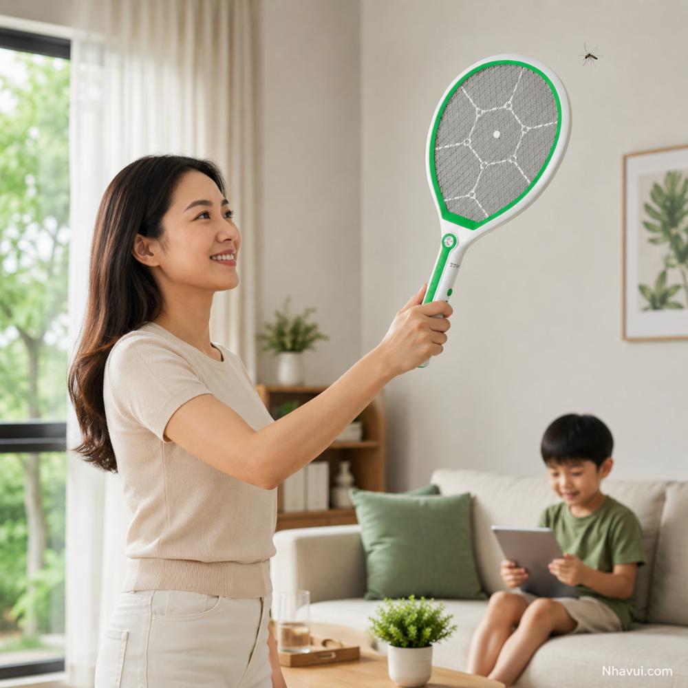Vợt muỗi MPE VM2 dùng điện 220V có đèn chiếu sáng