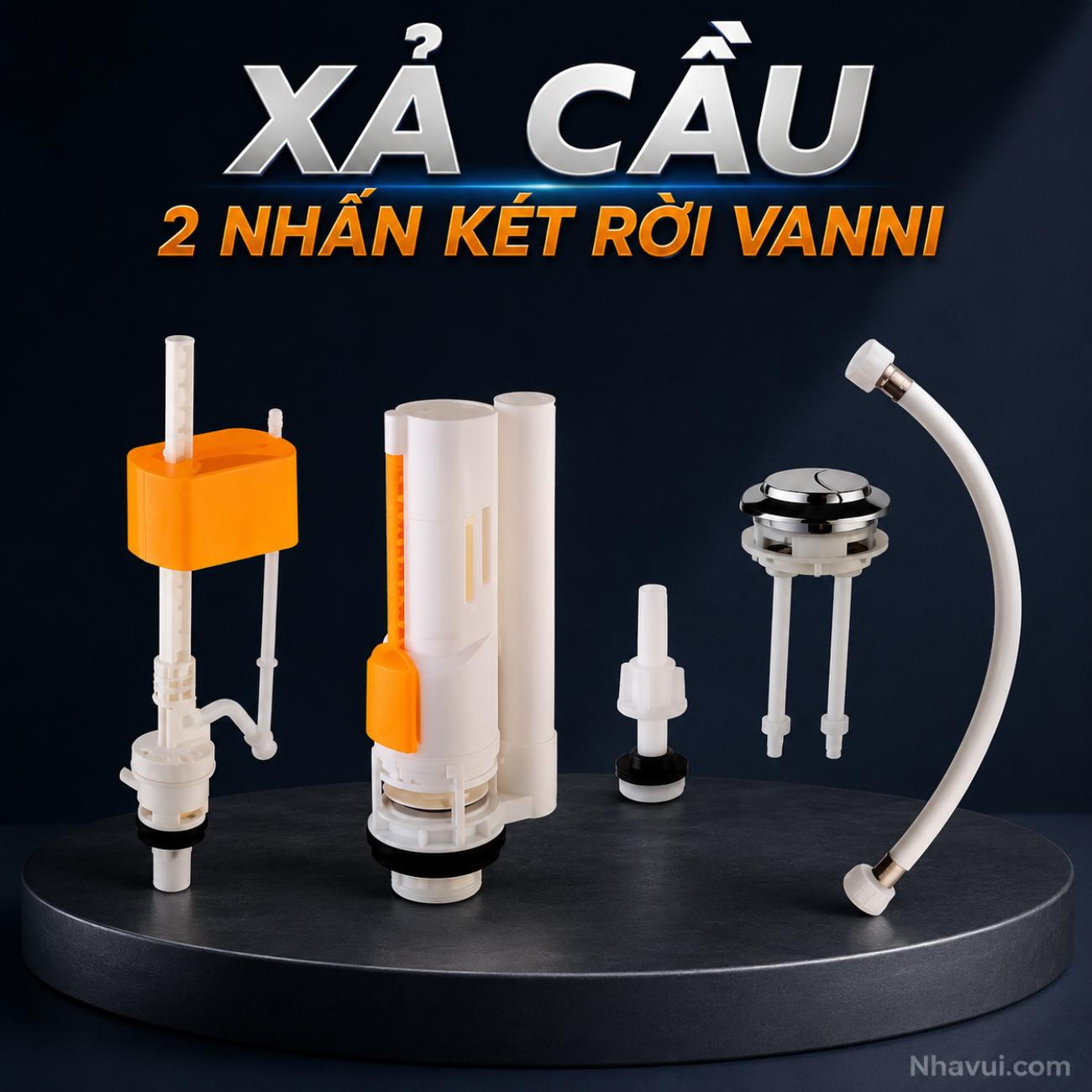 Xả cầu 2 nhấn két rời Vanni phụ kiện cấp xả bồn cầu