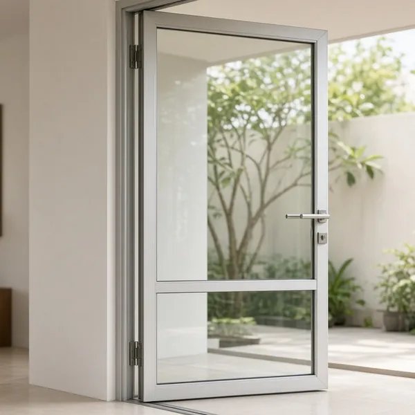 Cửa đi nhôm mở quay bền đẹp, phù hợp nhà phố hiện đại