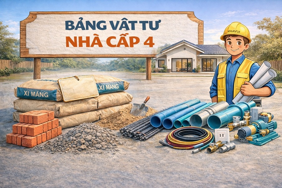 Bảng vật tư nhà cấp 4: chi tiết số lượng & chi phí tham khảo