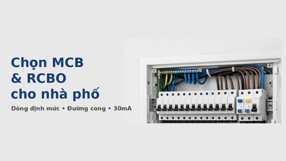 Cách chọn MCB, RCBO cho nhà phố: dòng định mức, đường cong, 30mA
