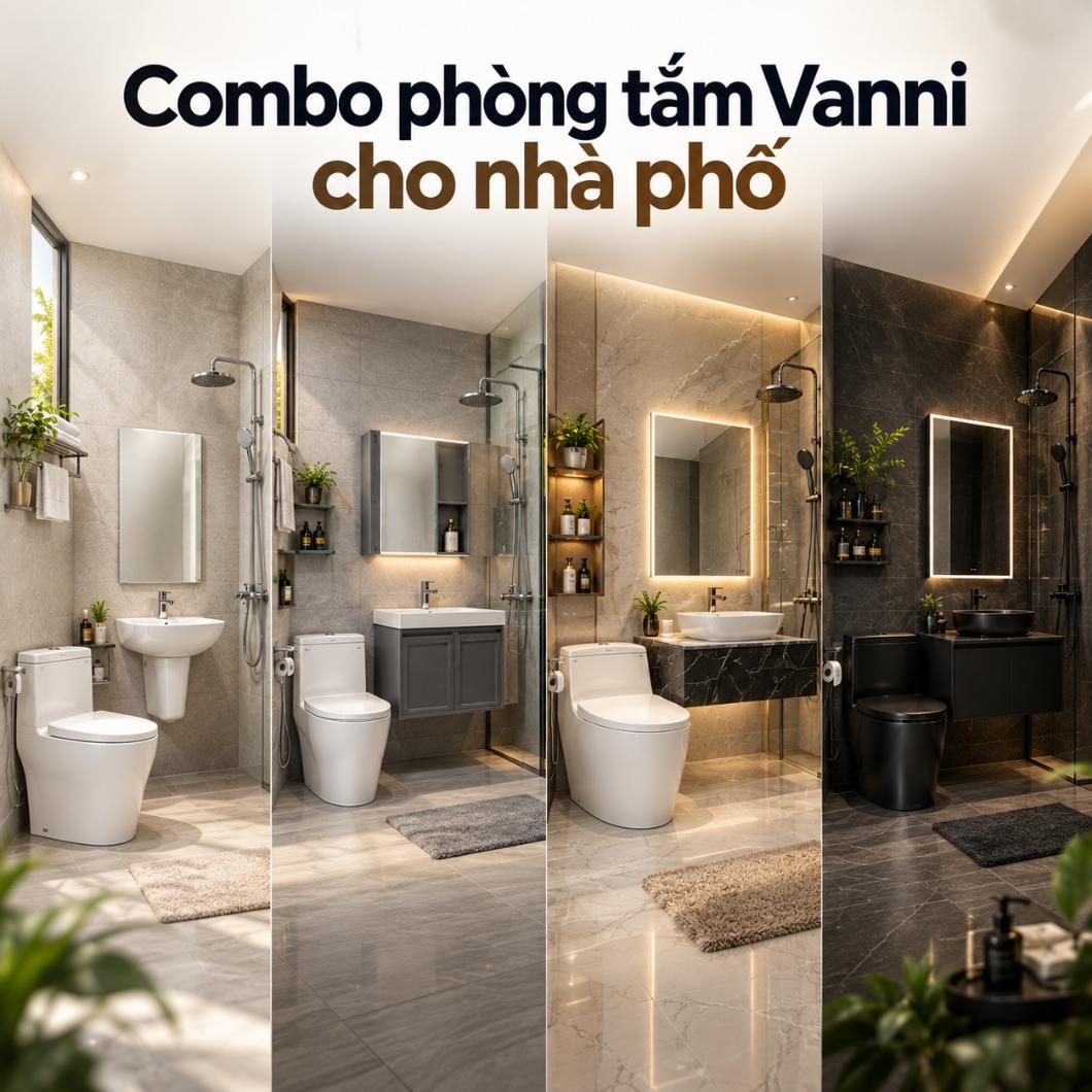 Combo phòng tắm Vanni cho nhà phố – Tiêu chuẩn, Khuyên dùng, Cao cấp & Vanni Black
