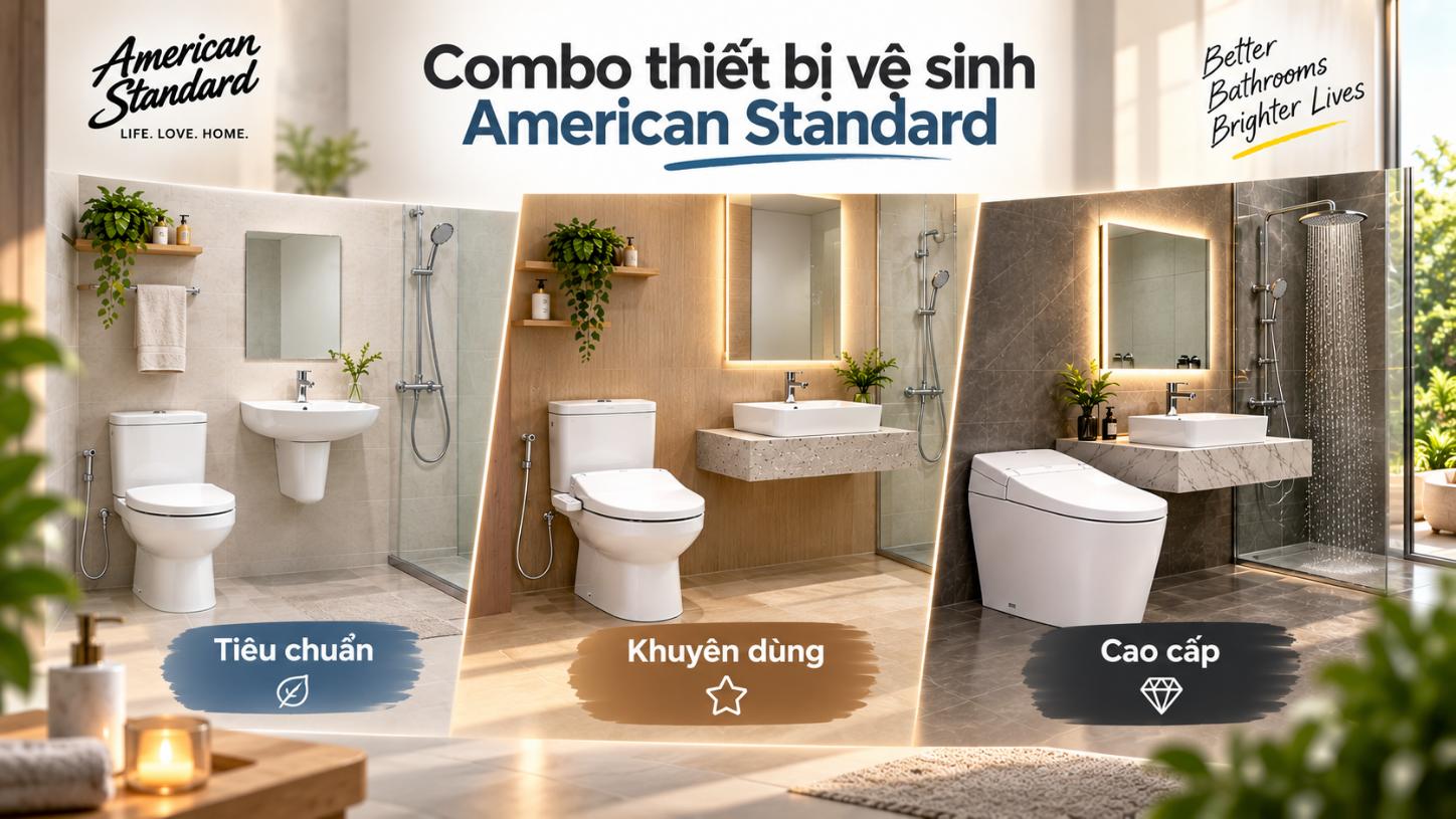 Combo thiết bị vệ sinh American Standard cho nhà phố: Tiêu chuẩn – Khuyên dùng – Cao cấp