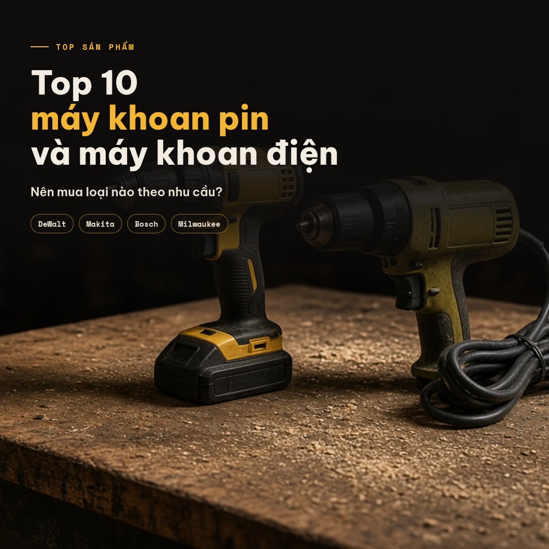 Máy khoan pin hay máy khoan điện? Top 10 mẫu đáng mua