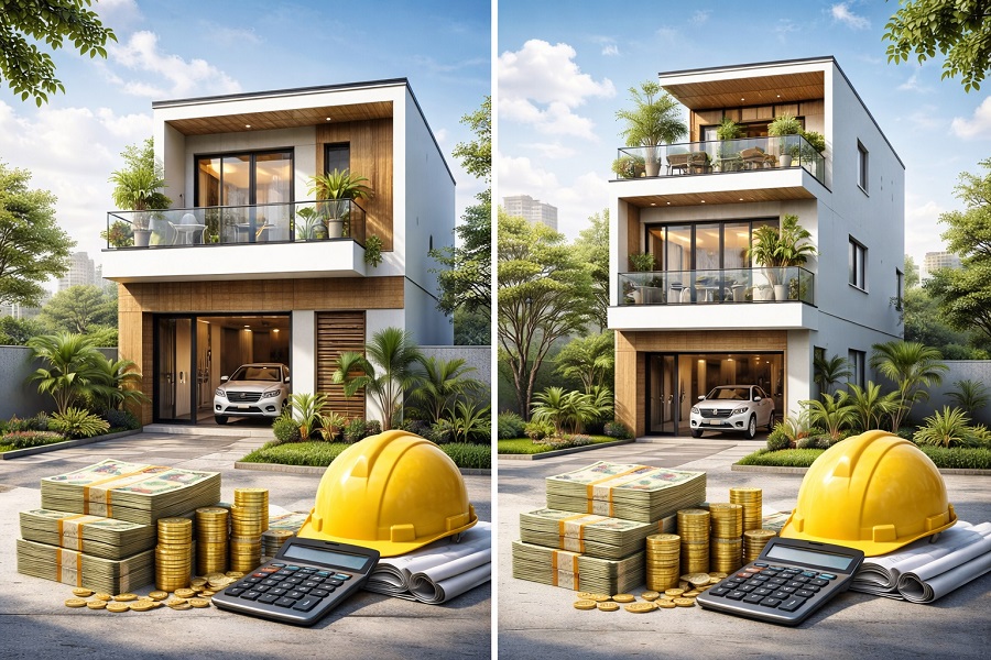 So sánh chi phí: Xây nhà phố 2 tầng vs 3 tầng