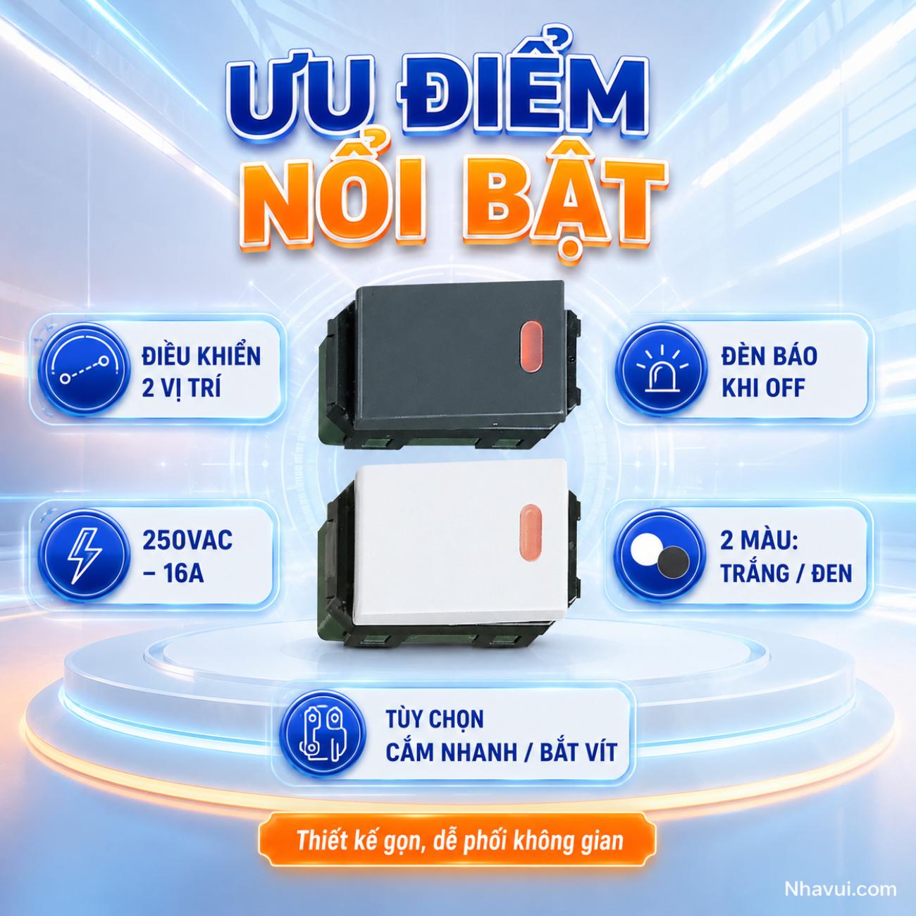 Công tắc C 2 chiều có đèn báo khi OFF Panasonic Wide Series
