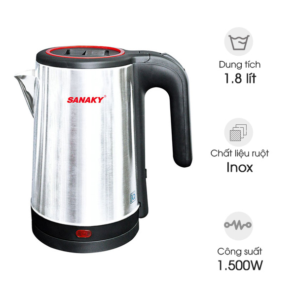 Ấm siêu tốc Sanaky SNK-23NS 1,8 lít vỏ inox