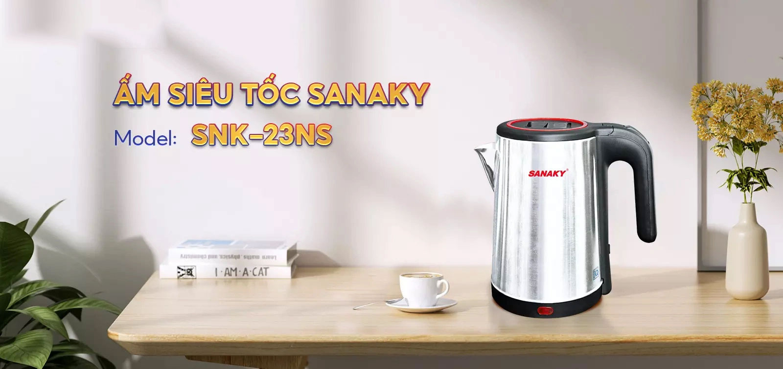Ấm siêu tốc Sanaky SNK-23NS 1,8 lít vỏ inox