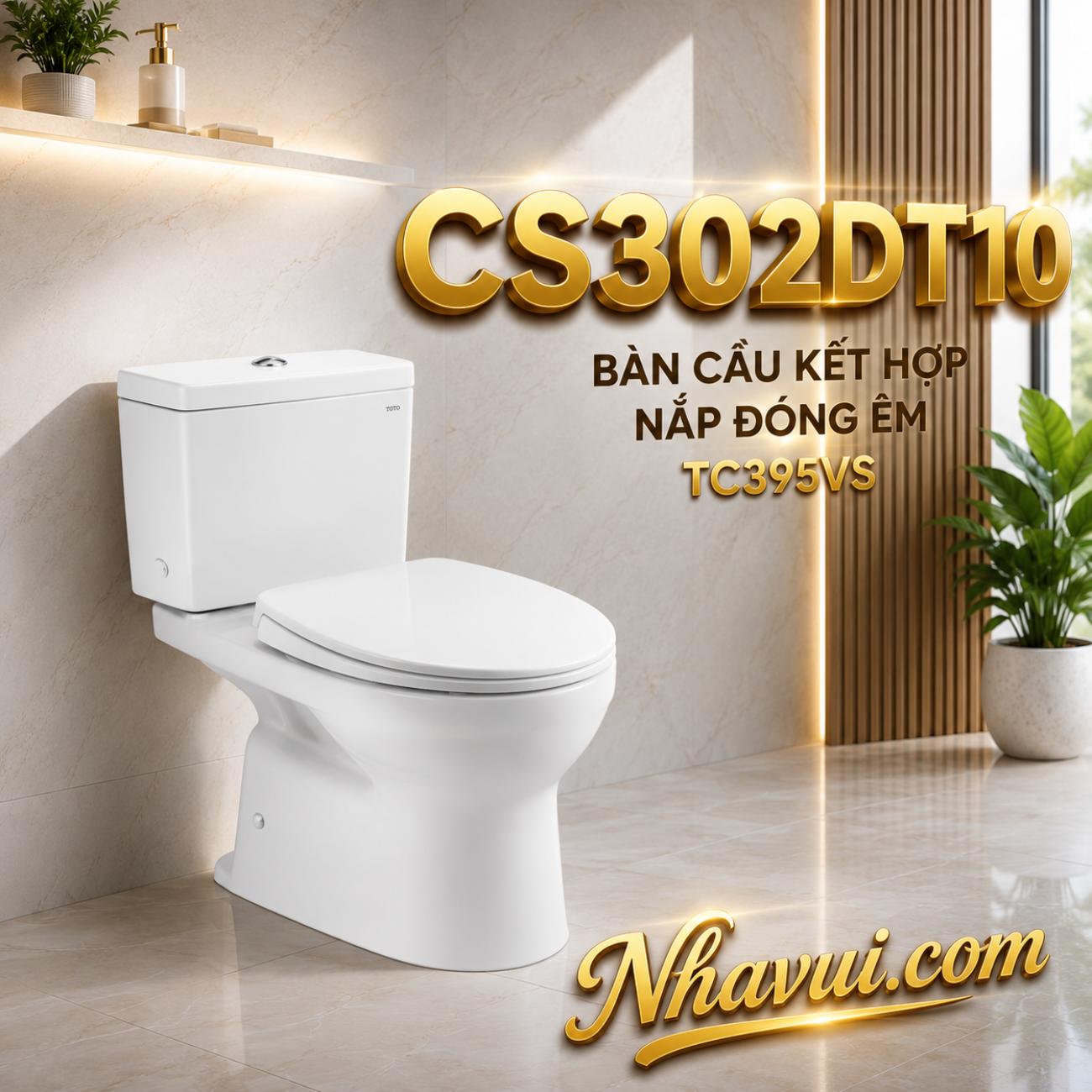 Bàn cầu kết hợp nắp đóng êm TOTO CS302DT10 TC395VS
