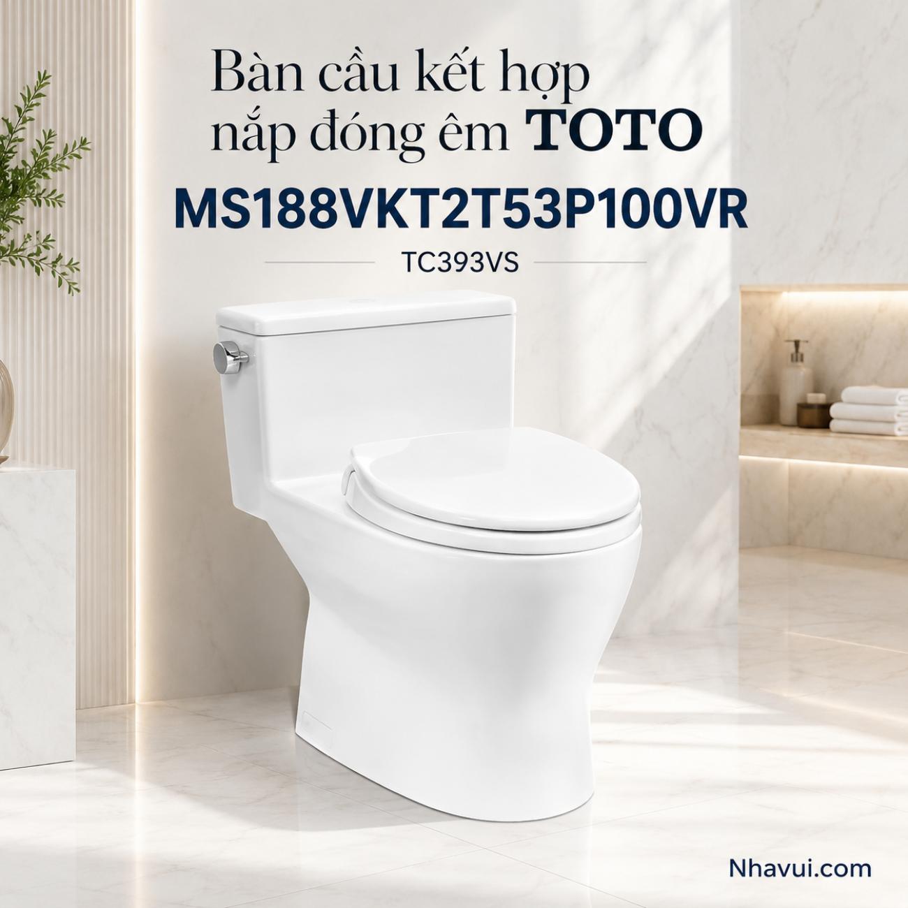 Bàn cầu kết hợp nắp đóng êm TOTO MS188VKT2 T53P100VR TC393VS
