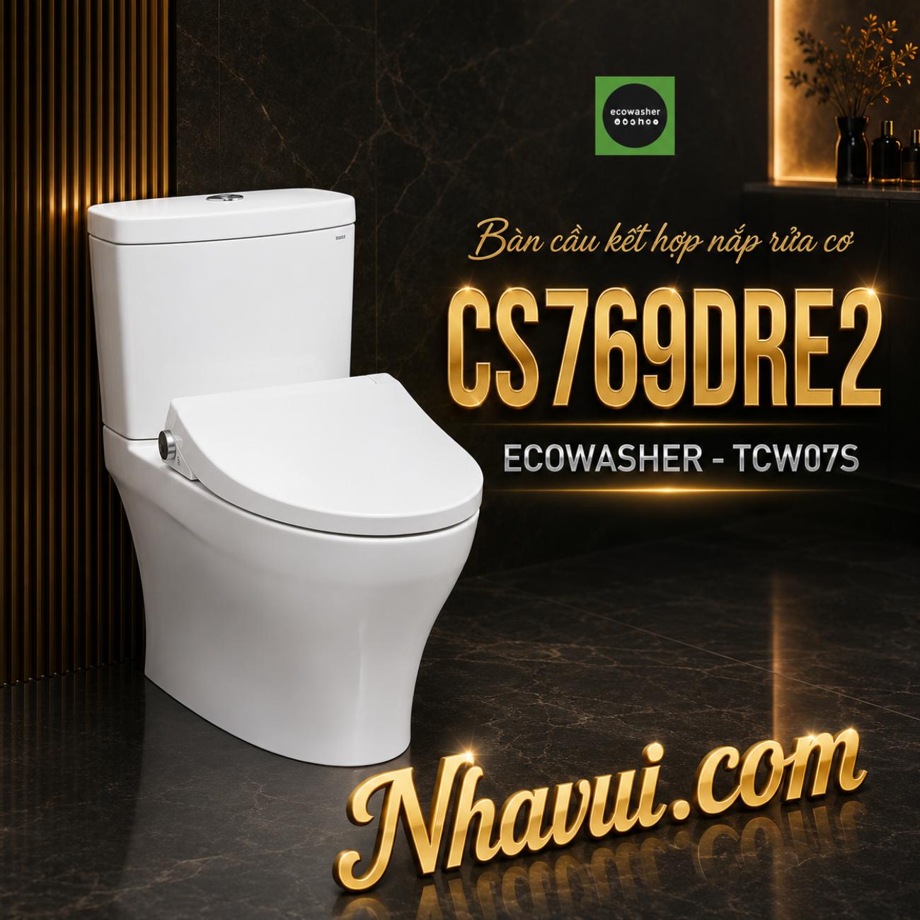 Bàn cầu kết hợp nắp rửa cơ TOTO CS769DRE2 ECOWASHER TCW07S
