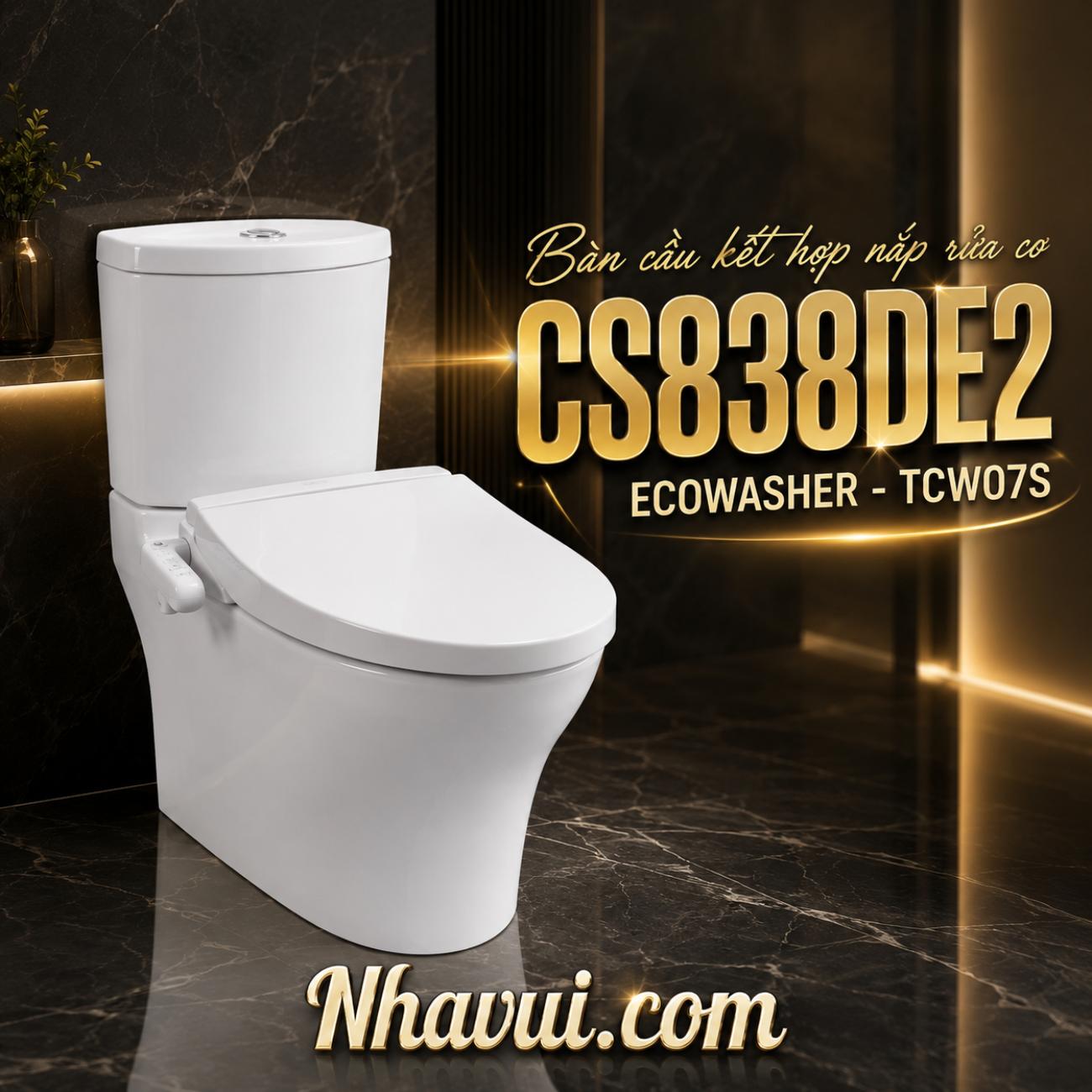 Bàn cầu kết hợp nắp rửa cơ TOTO CS838DE2 ECOWASHER TCW07S