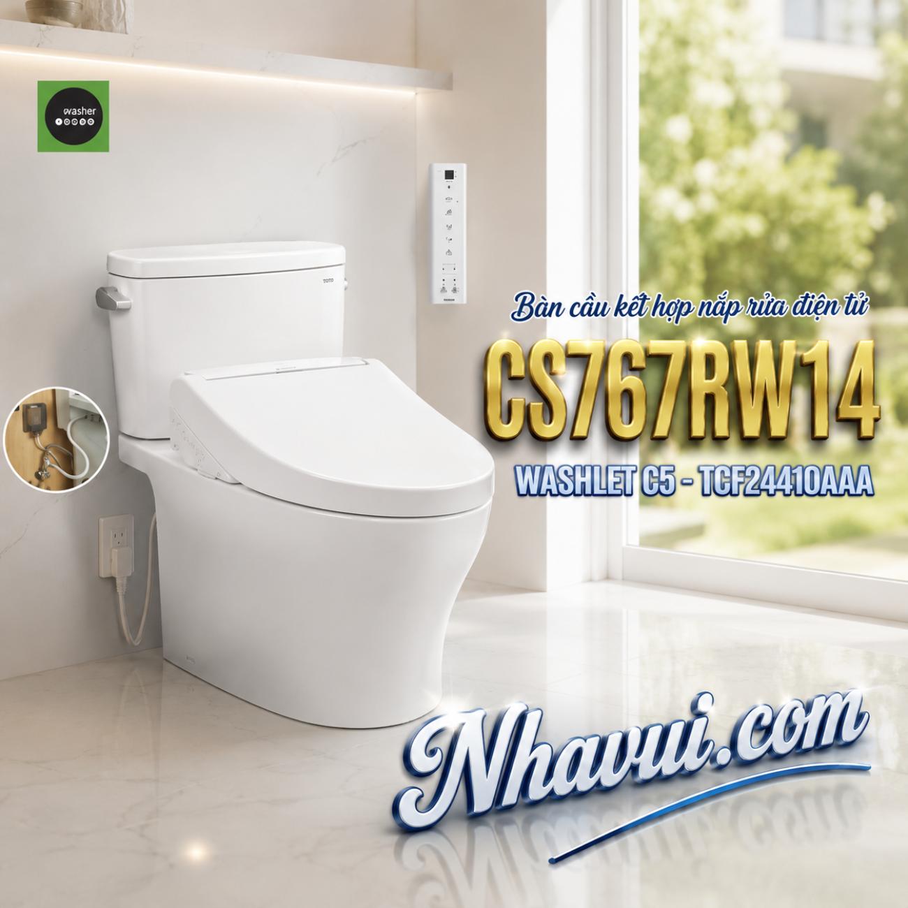 Bàn cầu kết hợp nắp rửa điện tử TOTO CS767RW14 WASHLET dòng C5 TCF24410AAA