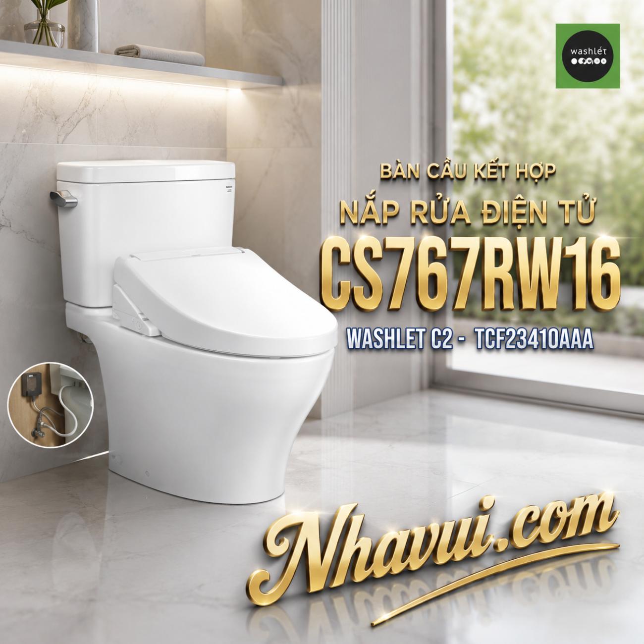 Bàn cầu kết hợp nắp rửa điện tử TOTO CS767RW16 WASHLET dòng C2 TCF23410AAA
