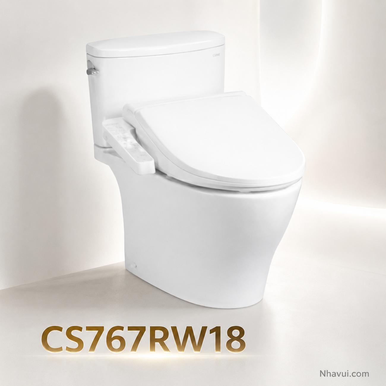Bàn cầu kết hợp nắp rửa điện tử TOTO CS767RW18 WASHLET C2 cơ bản TCF23710AAA