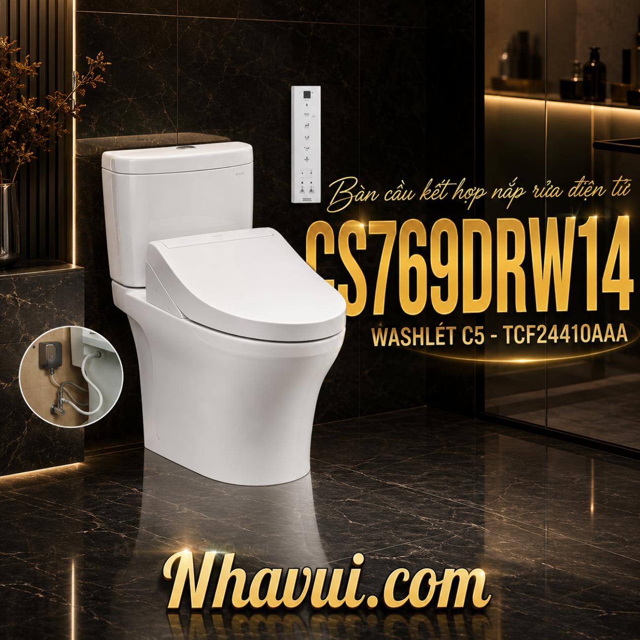 Bàn cầu kết hợp nắp rửa điện tử TOTO CS769DRW14 WASHLET dòng C5 TCF24410AAA